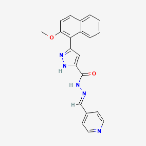 molecular formula C21H17N5O2 B11685611 3-(2-Methoxy-1-naphthyl)-N'-(4-pyridinylmethylene)-1H-pyrazole-5-carbohydrazide 