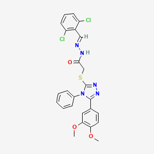 molecular formula C25H21Cl2N5O3S B11685618 N'-[(E)-(2,6-dichlorophenyl)methylidene]-2-{[5-(3,4-dimethoxyphenyl)-4-phenyl-4H-1,2,4-triazol-3-yl]sulfanyl}acetohydrazide 