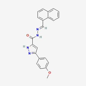 molecular formula C22H18N4O2 B11685626 5-(4-Meo-PH)-2H-pyrazole-3-carboxylic acid naphthalen-1-ylmethylene-hydrazide 