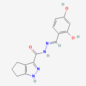 molecular formula C14H14N4O3 B11685642 1,4,5,6-4H-Cyclopentapyrazole-3-carboxylic acid (2,4-DI-HO-benzylidene)hydrazide 