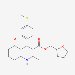 molecular formula C23H27NO4S B11685681 Tetrahydrofuran-2-ylmethyl 2-methyl-4-[4-(methylsulfanyl)phenyl]-5-oxo-1,4,5,6,7,8-hexahydroquinoline-3-carboxylate 