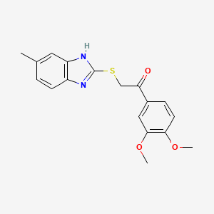 molecular formula C18H18N2O3S B11685700 1-(3,4-dimethoxyphenyl)-2-[(5-methyl-1H-benzimidazol-2-yl)sulfanyl]ethanone 