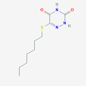 molecular formula C10H17N3O2S B11685712 6-(heptylthio)-1,2,4-triazine-3,5(2H,4H)-dione 