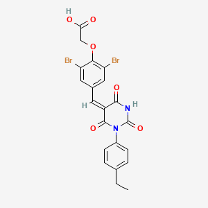 (2,6-dibromo-4-{(E)-[1-(4-ethylphenyl)-2,4,6-trioxotetrahydropyrimidin-5(2H)-ylidene]methyl}phenoxy)acetic acid