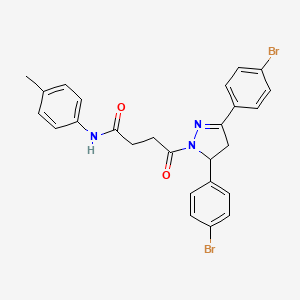 4-[3,5-bis(4-bromophenyl)-4,5-dihydro-1H-pyrazol-1-yl]-N-(4-methylphenyl)-4-oxobutanamide