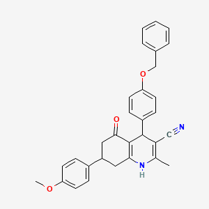 molecular formula C31H28N2O3 B11685819 4-[4-(Benzyloxy)phenyl]-7-(4-methoxyphenyl)-2-methyl-5-oxo-1,4,5,6,7,8-hexahydroquinoline-3-carbonitrile 