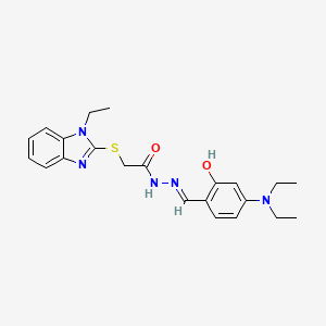 molecular formula C22H27N5O2S B11685843 N'-{(E)-[4-(diethylamino)-2-hydroxyphenyl]methylidene}-2-[(1-ethyl-1H-benzimidazol-2-yl)thio]acetohydrazide 