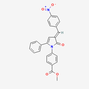 molecular formula C25H18N2O5 B11685862 methyl 4-[(3E)-3-(4-nitrobenzylidene)-2-oxo-5-phenyl-2,3-dihydro-1H-pyrrol-1-yl]benzoate 