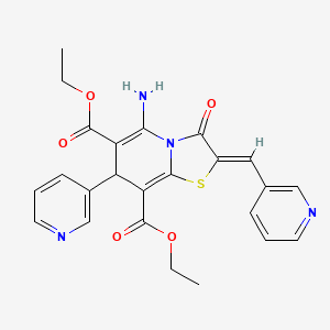 molecular formula C24H22N4O5S B11685884 diethyl (2Z)-5-amino-3-oxo-7-(pyridin-3-yl)-2-(pyridin-3-ylmethylidene)-2,3-dihydro-7H-[1,3]thiazolo[3,2-a]pyridine-6,8-dicarboxylate 