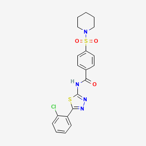 molecular formula C20H19ClN4O3S2 B11685900 N-[5-(2-Chlorophenyl)-1,3,4-thiadiazol-2-YL]-4-(piperidine-1-sulfonyl)benzamide 