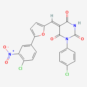 (5Z)-5-{[5-(4-chloro-3-nitrophenyl)furan-2-yl]methylidene}-1-(4-chlorophenyl)pyrimidine-2,4,6(1H,3H,5H)-trione