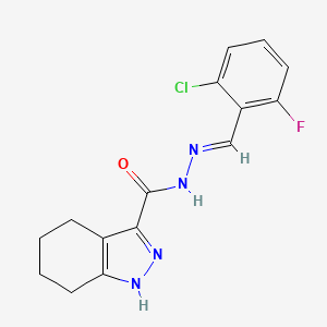 molecular formula C15H14ClFN4O B11685933 N'-[(E)-(2-chloro-6-fluorophenyl)methylidene]-4,5,6,7-tetrahydro-1H-indazole-3-carbohydrazide 