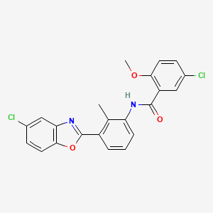 molecular formula C22H16Cl2N2O3 B11685940 5-chloro-N-[3-(5-chloro-1,3-benzoxazol-2-yl)-2-methylphenyl]-2-methoxybenzamide 