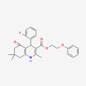 2-Phenoxyethyl 4-(2-fluorophenyl)-2,7,7-trimethyl-5-oxo-1,4,5,6,7,8-hexahydroquinoline-3-carboxylate