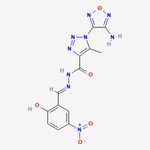 molecular formula C13H11N9O5 B11685964 1-(4-amino-1,2,5-oxadiazol-3-yl)-N'-[(E)-(2-hydroxy-5-nitrophenyl)methylidene]-5-methyl-1H-1,2,3-triazole-4-carbohydrazide 