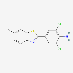 molecular formula C14H10Cl2N2S B11685965 2,6-Dichloro-4-(6-methyl-1,3-benzothiazol-2-yl)aniline 