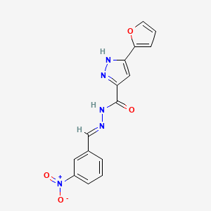 molecular formula C15H11N5O4 B11685971 5-Furan-2-YL-2H-pyrazole-3-carboxylic acid (3-nitro-benzylidene)-hydrazide 