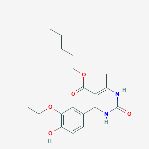 molecular formula C20H28N2O5 B11685993 Hexyl 4-(3-ethoxy-4-hydroxyphenyl)-6-methyl-2-oxo-1,2,3,4-tetrahydropyrimidine-5-carboxylate 