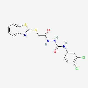 molecular formula C16H12Cl2N4O2S2 B11686001 1-[[2-(1,3-benzothiazol-2-ylsulfanyl)acetyl]amino]-3-(3,4-dichlorophenyl)urea CAS No. 328556-63-4