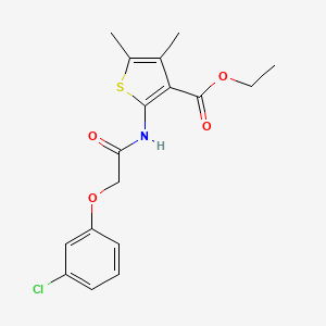 molecular formula C17H18ClNO4S B11686013 Ethyl 2-{[(3-chlorophenoxy)acetyl]amino}-4,5-dimethyl-3-thiophenecarboxylate 