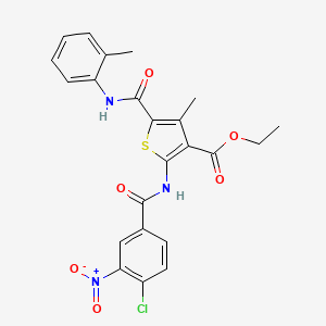 molecular formula C23H20ClN3O6S B11686030 Ethyl 2-(4-chloro-3-nitrobenzamido)-4-methyl-5-[(2-methylphenyl)carbamoyl]thiophene-3-carboxylate 