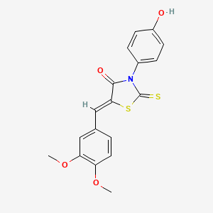 molecular formula C18H15NO4S2 B11686037 (5Z)-5-(3,4-dimethoxybenzylidene)-3-(4-hydroxyphenyl)-2-thioxo-1,3-thiazolidin-4-one 