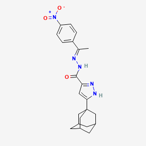 molecular formula C22H25N5O3 B11686042 3-(1-Adamantyl)-N'-(1-(4-nitrophenyl)ethylidene)-1H-pyrazole-5-carbohydrazide 