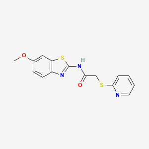 molecular formula C15H13N3O2S2 B11686077 N-(6-methoxy-1,3-benzothiazol-2-yl)-2-(pyridin-2-ylsulfanyl)acetamide 