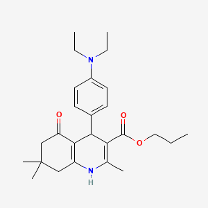 molecular formula C26H36N2O3 B11686095 Propyl 4-[4-(diethylamino)phenyl]-2,7,7-trimethyl-5-oxo-1,4,5,6,7,8-hexahydroquinoline-3-carboxylate 