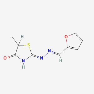 molecular formula C9H9N3O2S B11686140 2-[(2E)-2-(furan-2-ylmethylidene)hydrazinyl]-5-methyl-1,3-thiazol-4(5H)-one 