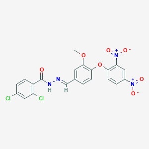 molecular formula C21H14Cl2N4O7 B11686179 2,4-Dichloro-N'-[(E)-[4-(2,4-dinitrophenoxy)-3-methoxyphenyl]methylidene]benzohydrazide 