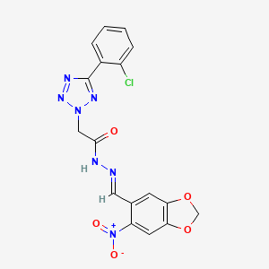 molecular formula C17H12ClN7O5 B11686198 2-[5-(2-chlorophenyl)-2H-tetrazol-2-yl]-N'-[(E)-(6-nitro-1,3-benzodioxol-5-yl)methylidene]acetohydrazide 