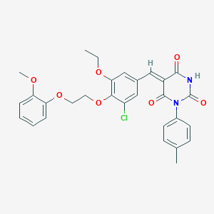 (5Z)-5-{3-chloro-5-ethoxy-4-[2-(2-methoxyphenoxy)ethoxy]benzylidene}-1-(4-methylphenyl)pyrimidine-2,4,6(1H,3H,5H)-trione