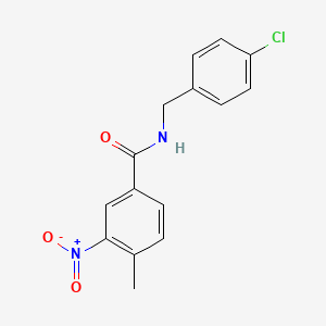 molecular formula C15H13ClN2O3 B11686214 N-[(4-chlorophenyl)methyl]-4-methyl-3-nitrobenzamide 