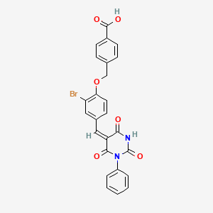 4-({2-bromo-4-[(E)-(2,4,6-trioxo-1-phenyltetrahydropyrimidin-5(2H)-ylidene)methyl]phenoxy}methyl)benzoic acid