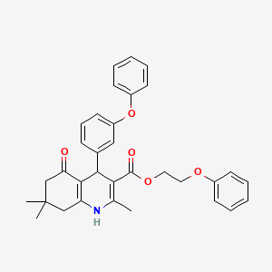 molecular formula C33H33NO5 B11686247 2-Phenoxyethyl 2,7,7-trimethyl-5-oxo-4-(3-phenoxyphenyl)-1,4,5,6,7,8-hexahydroquinoline-3-carboxylate 