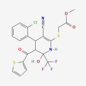 Methyl {[4-(2-chlorophenyl)-3-cyano-6-hydroxy-5-(thiophen-2-ylcarbonyl)-6-(trifluoromethyl)-1,4,5,6-tetrahydropyridin-2-yl]sulfanyl}acetate