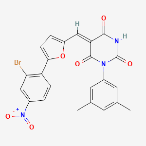 molecular formula C23H16BrN3O6 B11686306 (5Z)-5-{[5-(2-bromo-4-nitrophenyl)furan-2-yl]methylidene}-3-(3,5-dimethylphenyl)-6-hydroxypyrimidine-2,4(3H,5H)-dione 