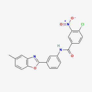 4-chloro-N-[3-(5-methyl-1,3-benzoxazol-2-yl)phenyl]-3-nitrobenzamide