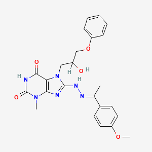 7-(2-hydroxy-3-phenoxypropyl)-8-{(2E)-2-[1-(4-methoxyphenyl)ethylidene]hydrazinyl}-3-methyl-3,7-dihydro-1H-purine-2,6-dione