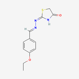 molecular formula C12H13N3O2S B11686392 2-[(2E)-2-(4-ethoxybenzylidene)hydrazinyl]-1,3-thiazol-4(5H)-one 