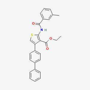 molecular formula C27H23NO3S B11686402 Ethyl 4-(biphenyl-4-yl)-2-{[(3-methylphenyl)carbonyl]amino}thiophene-3-carboxylate 