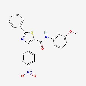 molecular formula C23H17N3O4S B11686422 N-(3-methoxyphenyl)-4-(4-nitrophenyl)-2-phenyl-1,3-thiazole-5-carboxamide 