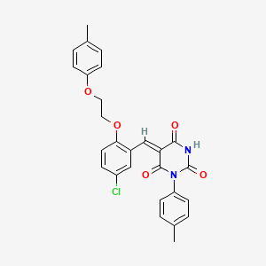 (5Z)-5-({5-Chloro-2-[2-(4-methylphenoxy)ethoxy]phenyl}methylidene)-1-(4-methylphenyl)-1,3-diazinane-2,4,6-trione