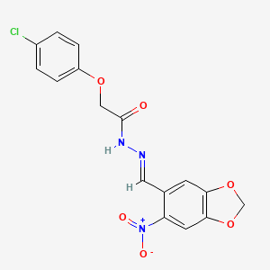 molecular formula C16H12ClN3O6 B11686433 2-(4-Chlorophenoxy)-N'-[(6-nitro-1,3-benzodioxol-5-yl)methylene]acetohydrazide 