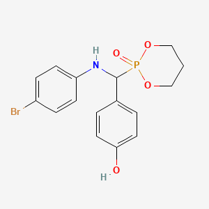 molecular formula C16H17BrNO4P B11686434 4-{[(4-Bromophenyl)amino](2-oxido-1,3,2-dioxaphosphinan-2-YL)methyl}phenol 