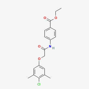 molecular formula C19H20ClNO4 B11686457 Ethyl 4-{[(4-chloro-3,5-dimethylphenoxy)acetyl]amino}benzoate 