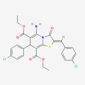 molecular formula C26H22Cl2N2O5S B11686477 diethyl (2Z)-5-amino-2-(4-chlorobenzylidene)-7-(4-chlorophenyl)-3-oxo-2,3-dihydro-7H-[1,3]thiazolo[3,2-a]pyridine-6,8-dicarboxylate 