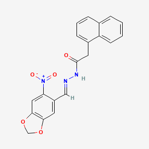 molecular formula C20H15N3O5 B11686513 2-(1-Naphthyl)-N'-[(6-nitro-1,3-benzodioxol-5-yl)methylene]acetohydrazide 