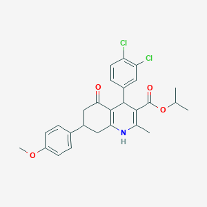 molecular formula C27H27Cl2NO4 B11686525 Propan-2-yl 4-(3,4-dichlorophenyl)-7-(4-methoxyphenyl)-2-methyl-5-oxo-1,4,5,6,7,8-hexahydroquinoline-3-carboxylate 